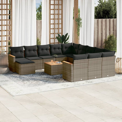 Set De Sofás De Jardín Y Cojines 13 Pzas Ratán Sintético Negro