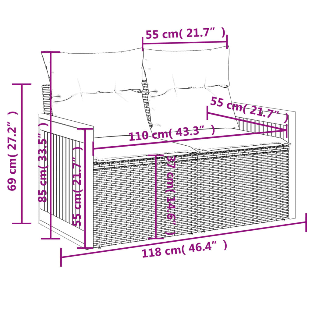 Set De Sofás De Jardín 4 Pzas Y Cojines Ratán Sintético