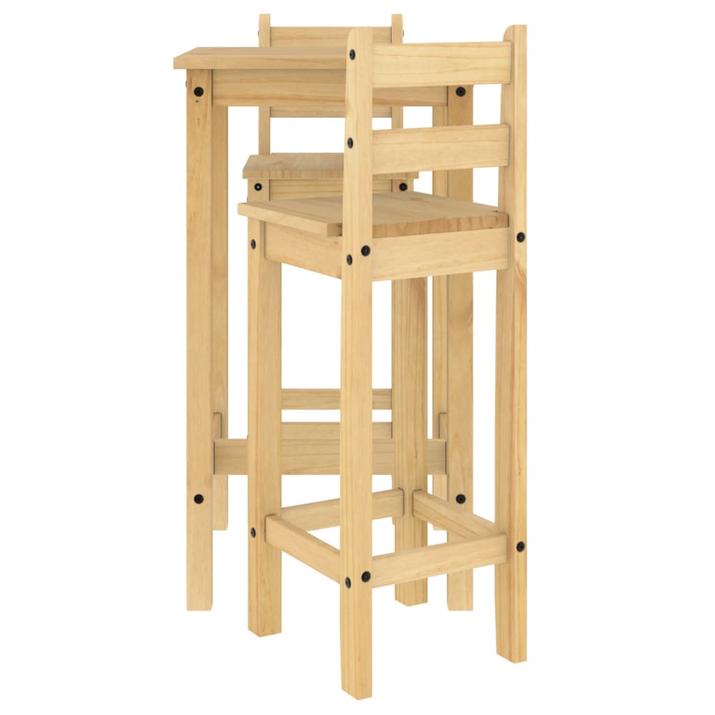 Set De Mesa Alta Y Taburetes De Bar 3 Pzas Madera Maciza Pino