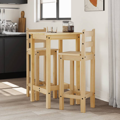 Set De Mesa Alta Y Taburetes De Bar 3 Pzas Madera Maciza Pino