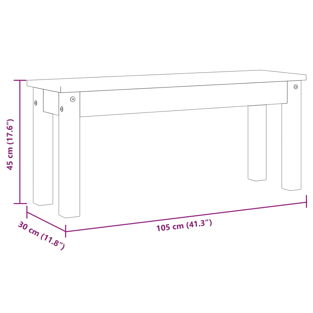 Banco De Comedor Panama Madera Maciza Pino 105X30X45 Cm