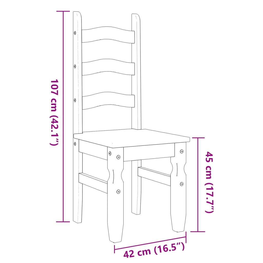 Sillas De Comedor Corona 2 Uds Madera Pino 42X47X107 Cm