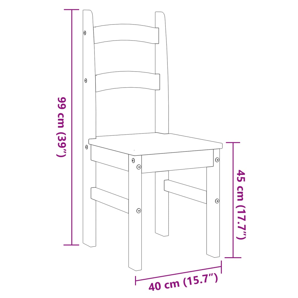 Sillas De Comedor 2 Uds Madera Maciza De Pino 40X46X99 Cm