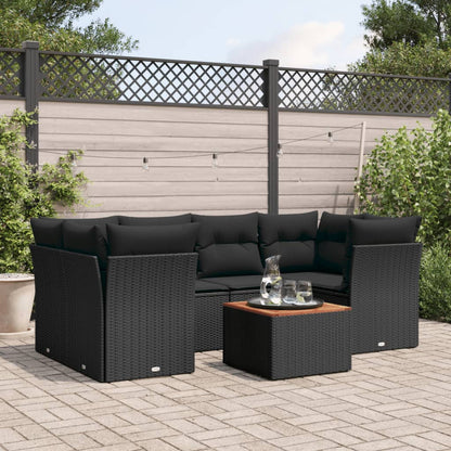 Set De Comedor De Jardín 7 Pzas Y Cojines Ratán Sintético