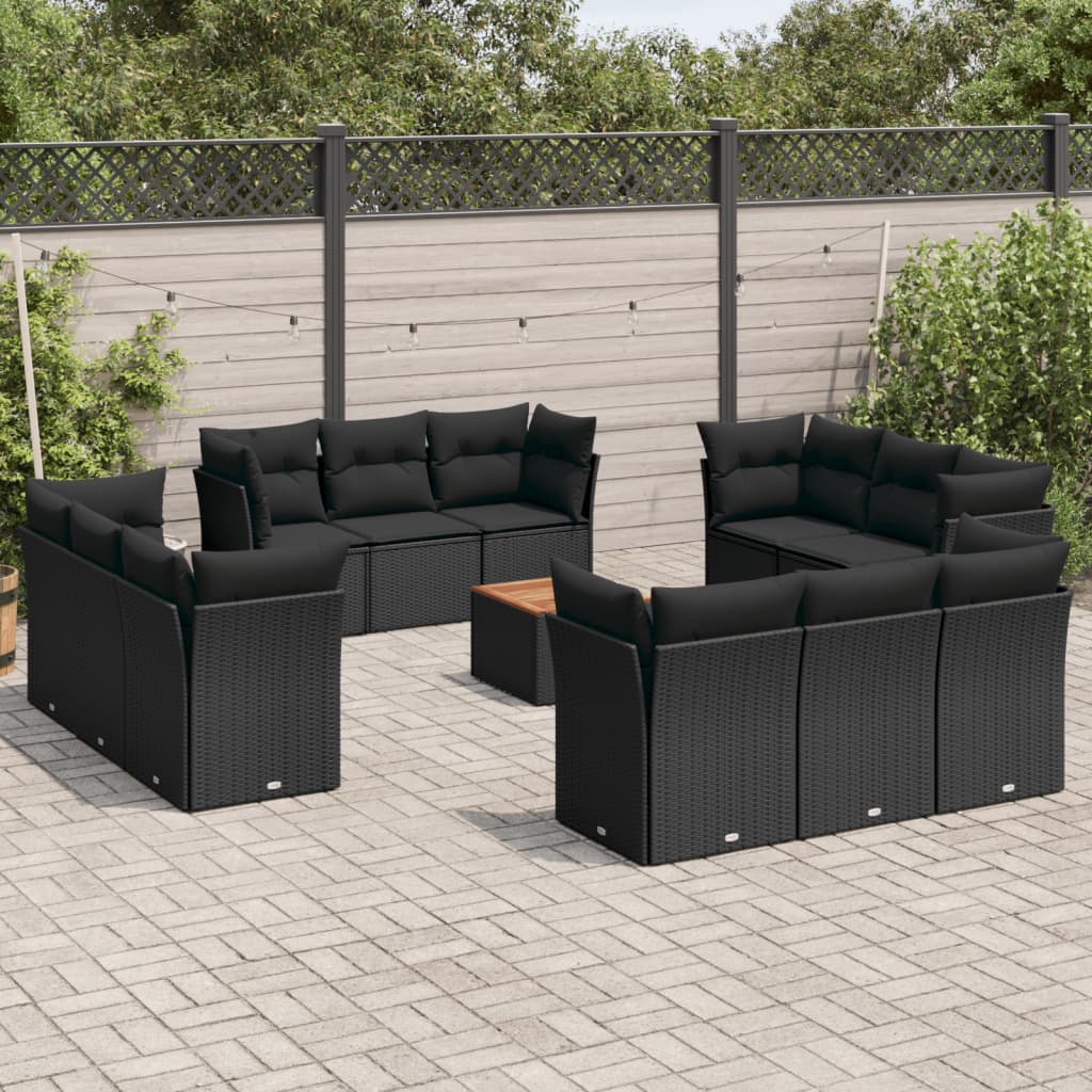 Set Sofás De Jardín Con Cojines 13 Pzas Ratán Sintético Beige