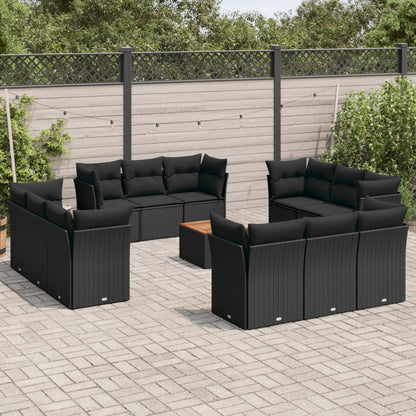Set Sofás De Jardín Con Cojines 13 Pzas Ratán Sintético Beige