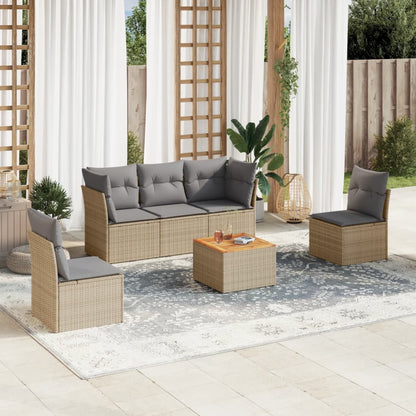 Set De Sofás De Jardín 6 Piezas Y Cojines Ratán Sintético
