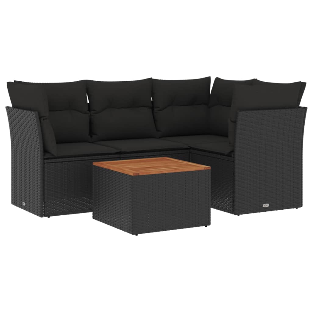 Set De Muebles De Jardín 5 Pzas Y Cojines Ratán Sintético