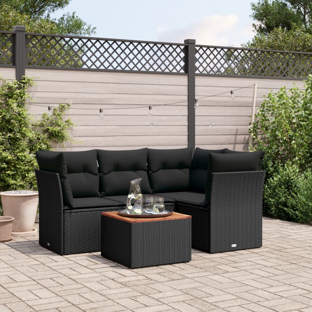 Set De Muebles De Jardín 5 Pzas Y Cojines Ratán Sintético