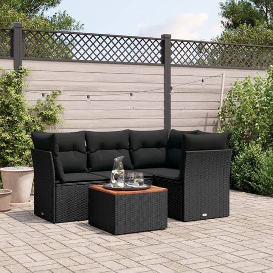 Set De Muebles De Jardín 5 Pzas Y Cojines Ratán Sintético