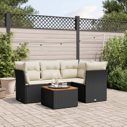 Set De Muebles De Jardín 5 Pzas Y Cojines Ratán Sintético