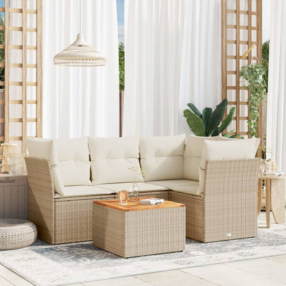 Set De Muebles De Jardín 5 Pzas Y Cojines Ratán Sintético