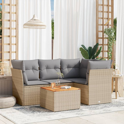Set De Muebles De Jardín 5 Pzas Y Cojines Ratán Sintético