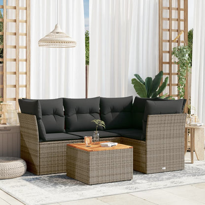 Set De Muebles De Jardín 5 Pzas Y Cojines Ratán Sintético