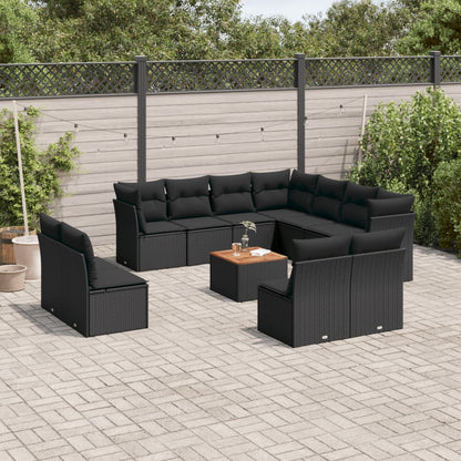 Set De Sofás De Jardín 12 Pzas Y Cojines Ratán Sintético Marrón