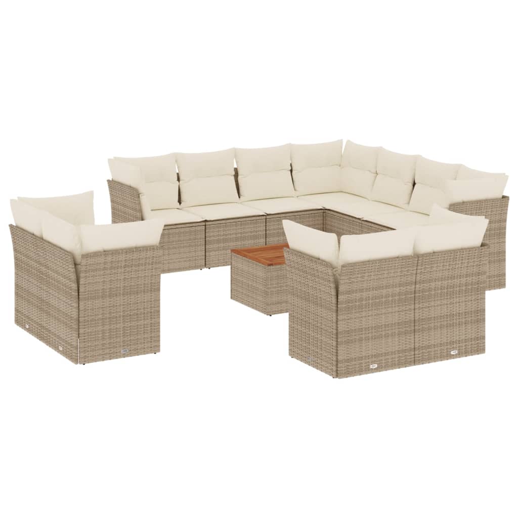 Set De Sofás De Jardín 12 Pzas Y Cojines Ratán Sintético Marrón
