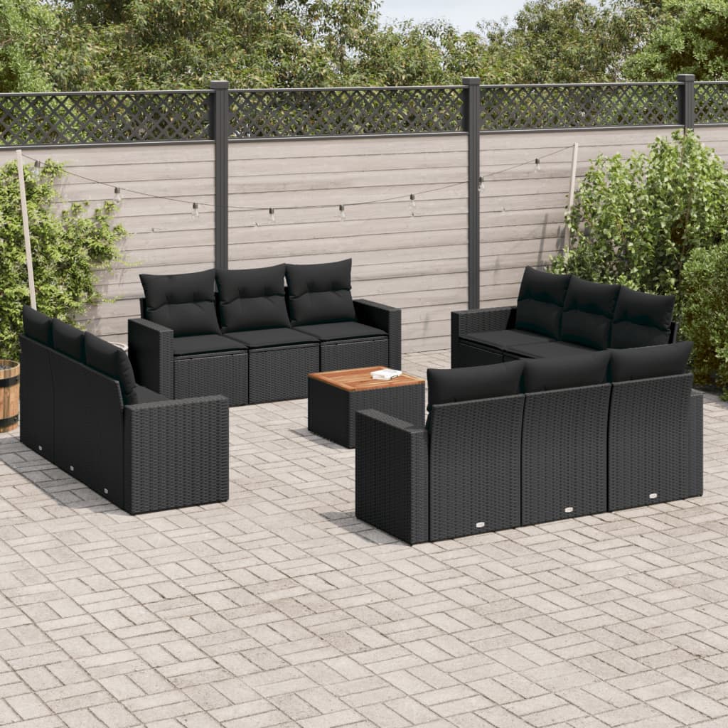 Set Sofás De Jardín Con Cojines 13 Piezas Ratán Sintético