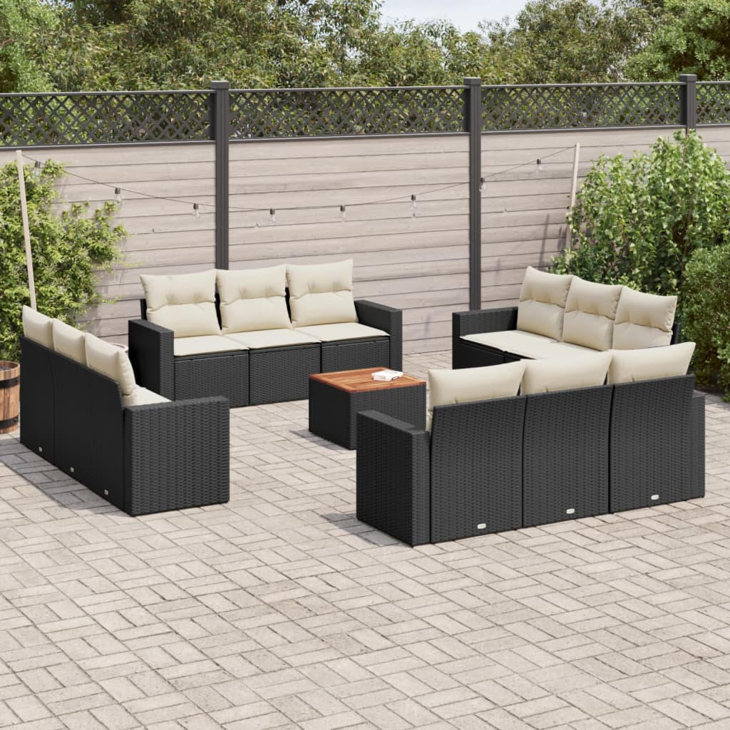 Set Sofás De Jardín Con Cojines 13 Piezas Ratán Sintético