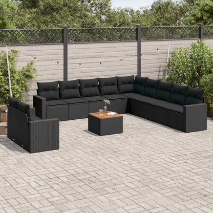 Set De Sofás De Jardín 12 Pzas Y Cojines Ratán Sintético Marrón