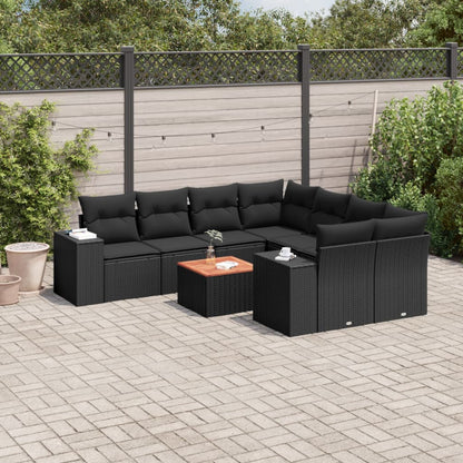 Set De Sofás De Jardín 9 Pzas Con Cojines Ratán Sintético Beige