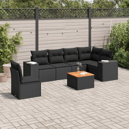 Set Sofás De Jardín 7 Piezas Y Cojines Ratán Sintético Beige
