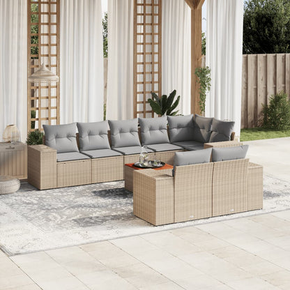 Set De Sofás De Jardín 8 Piezas Y Cojines Ratán Sintético Negro