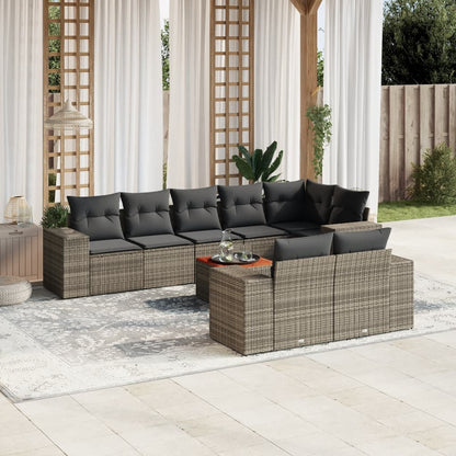 Set De Sofás De Jardín 8 Piezas Y Cojines Ratán Sintético Negro