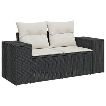 Set De Sofás De Jardín 8 Piezas Y Cojines Ratán Sintético Negro