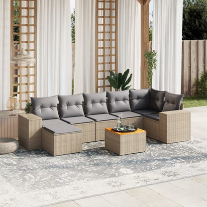 Set De Sofás De Jardín 8 Piezas Y Cojines Ratán Sintético Negro