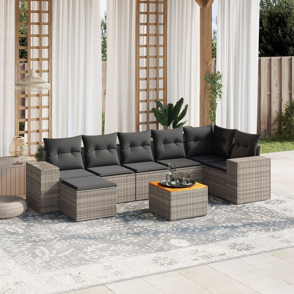 Set De Sofás De Jardín 8 Piezas Y Cojines Ratán Sintético Negro