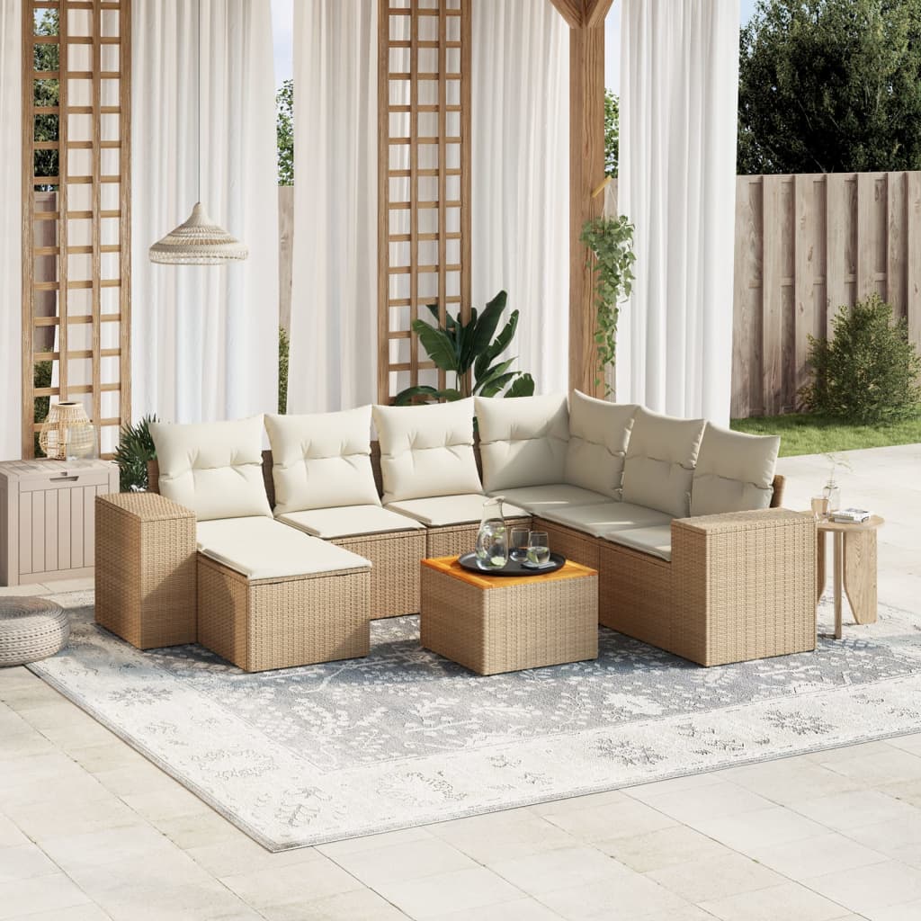 Set De Sofás De Jardín 8 Piezas Y Cojines Ratán Sintético Negro