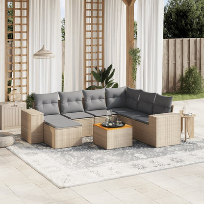 Set De Sofás De Jardín 8 Piezas Y Cojines Ratán Sintético Negro