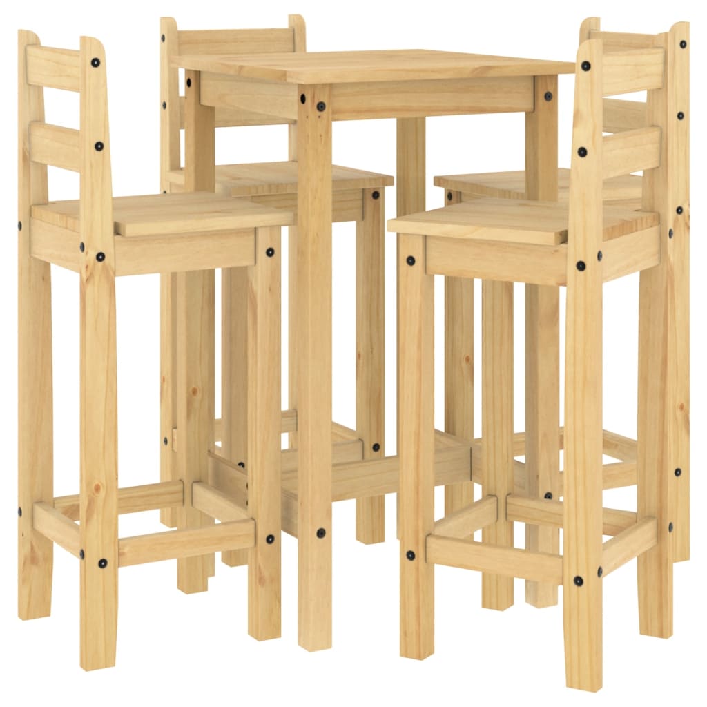 Set De Bar 5 Piezas Madera Maciza De Pino
