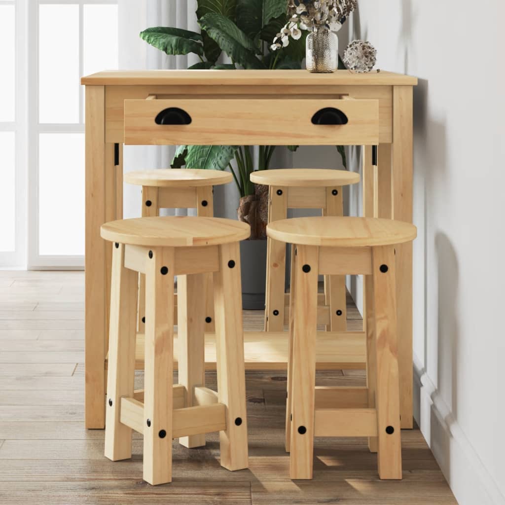 Taburetes Altos De Cocina 2 Uds Madera Maciza De Pino