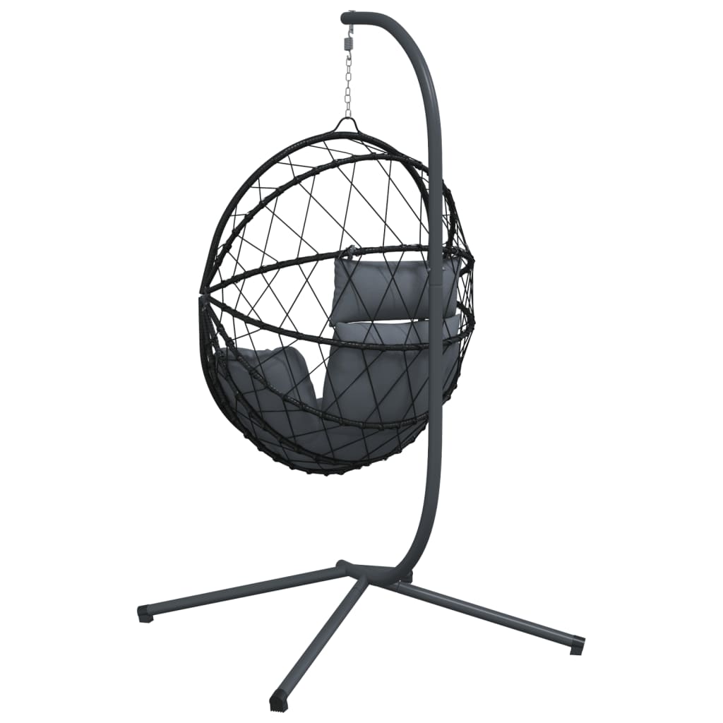 Silla Colgante Huevo Con Soporte Ratán Y Acero
