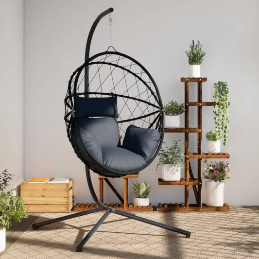 Silla Colgante Huevo Con Soporte Ratán Y Acero