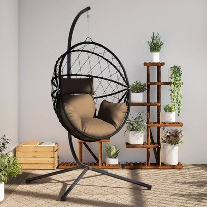 Silla Colgante Huevo Con Soporte Ratán Y Acero