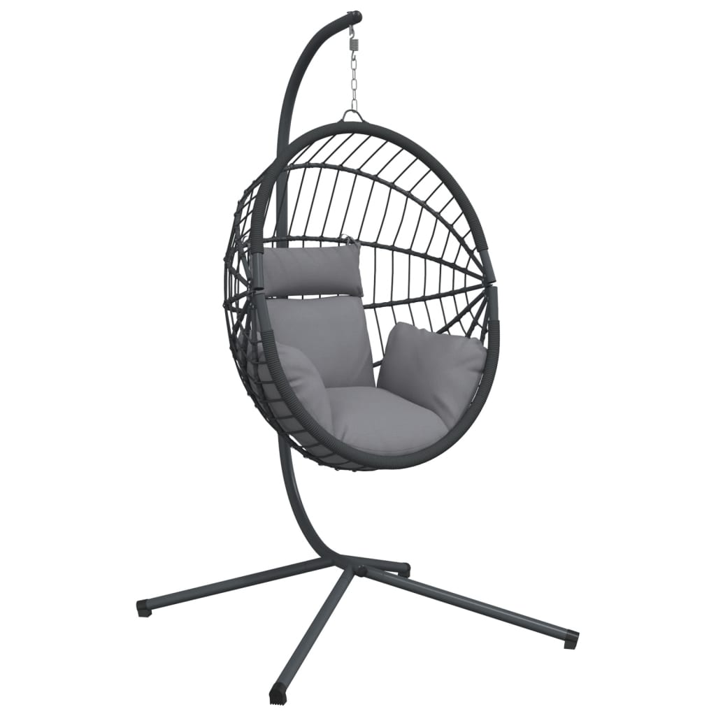 Silla Colgante Huevo Con Soporte Ratán Y Acero