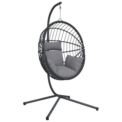 Silla Colgante Huevo Con Soporte Ratán Y Acero