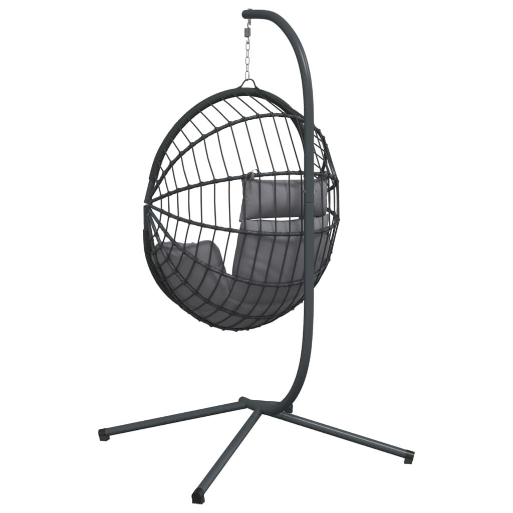 Silla Colgante Huevo Con Soporte Ratán Y Acero