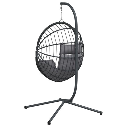 Silla Colgante Huevo Con Soporte Ratán Y Acero