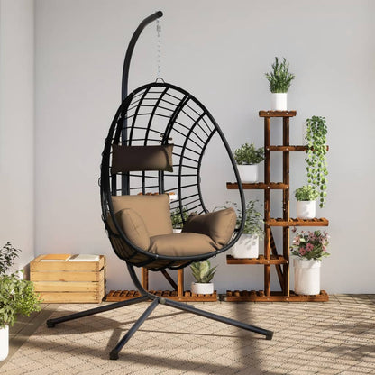 Silla Colgante Huevo Con Soporte Ratán Y Acero