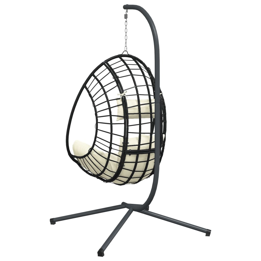 Silla Colgante Huevo Con Soporte Ratán Y Acero