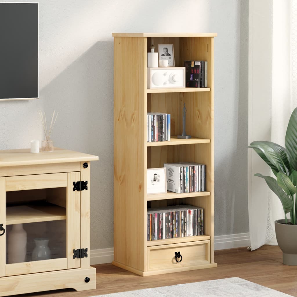 Estantería De Cds Corona Madera Maciza De Pino 40X30X110 Cm