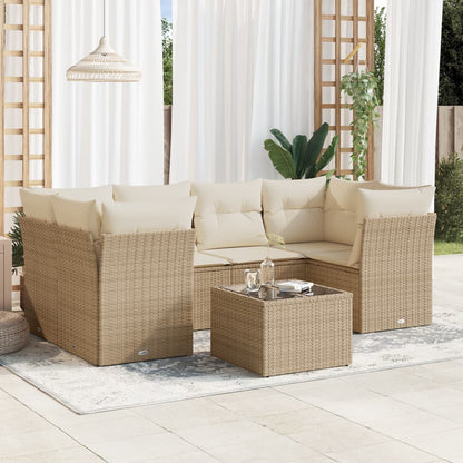 Set De Sofás De Jardín 7 Pzas Con Cojines Ratán Pe