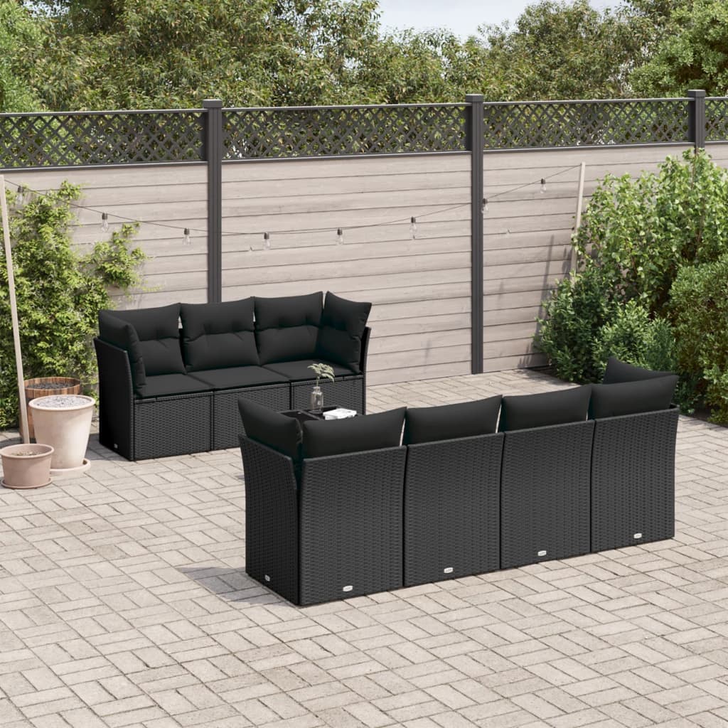 Set De Sofás De Jardín 8 Pzas Y Cojines Ratán Sintético Gris