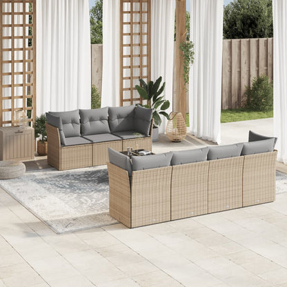 Set De Sofás De Jardín 8 Pzas Y Cojines Ratán Sintético Gris