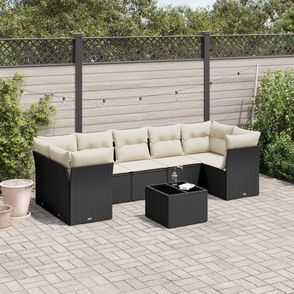 Set De Sofás De Jardín 8 Pzas Y Cojines Ratán Sintético Gris