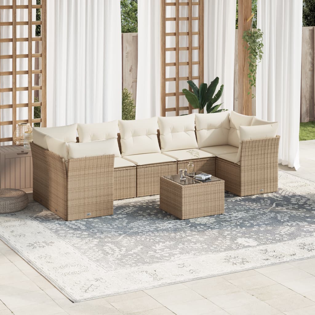 Set De Sofás De Jardín 8 Pzas Y Cojines Ratán Sintético Gris