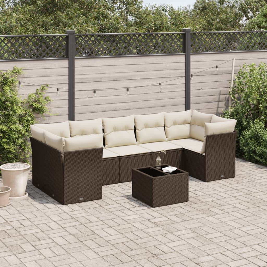 Set De Sofás De Jardín 8 Pzas Y Cojines Ratán Sintético Gris